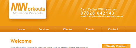 Screen capture of Motivation Workouts website