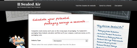 Screen capture of Sealed Air PVA Calculator website