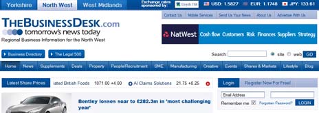 Screen capture of TheBusinessDesk.com